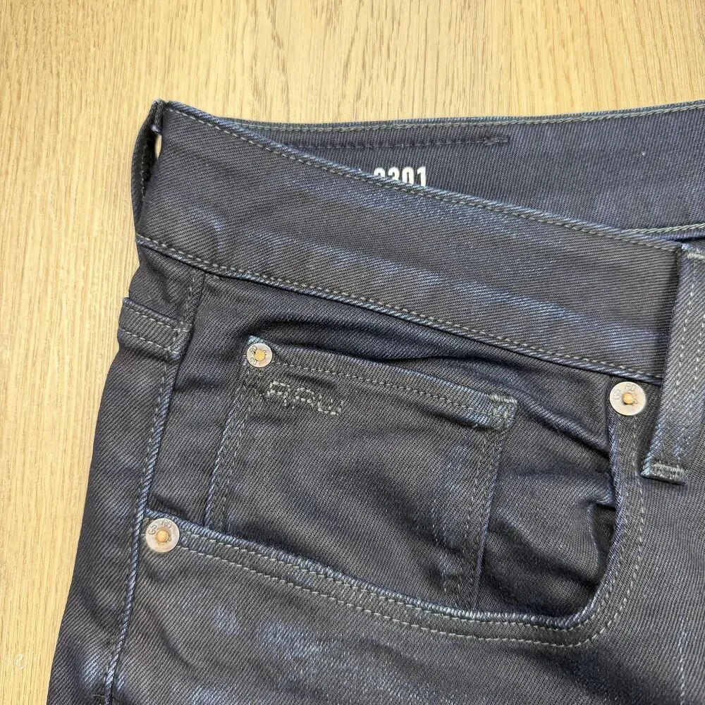 G-Star RAW 3301 Slim Jeans Mens 40x32 Blue Dark Wash Denim Straight Leg Pants - Picture 3 of 11